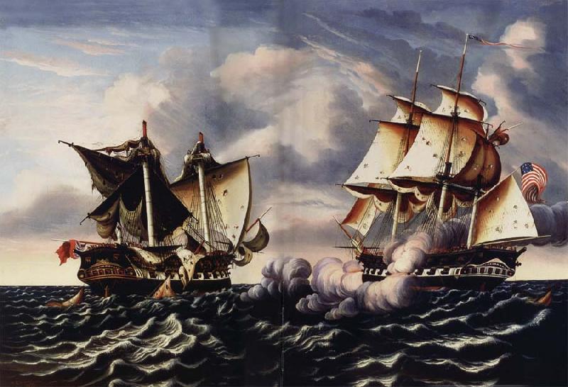 Thomas Chambers Capture of H.B.M.Frigate Macedonian by U.S.Frigate United States oil painting picture